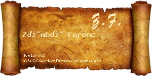Zámbó Ferenc névjegykártya