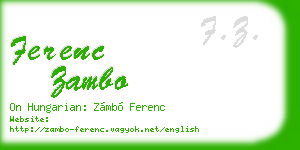 ferenc zambo business card
