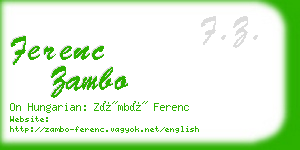 ferenc zambo business card